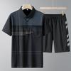 Men's Summer Ice Silk Casual Two-Piece Set: Short-Sleeved Shirt and Loose Shorts for Middle-Aged and Elderly