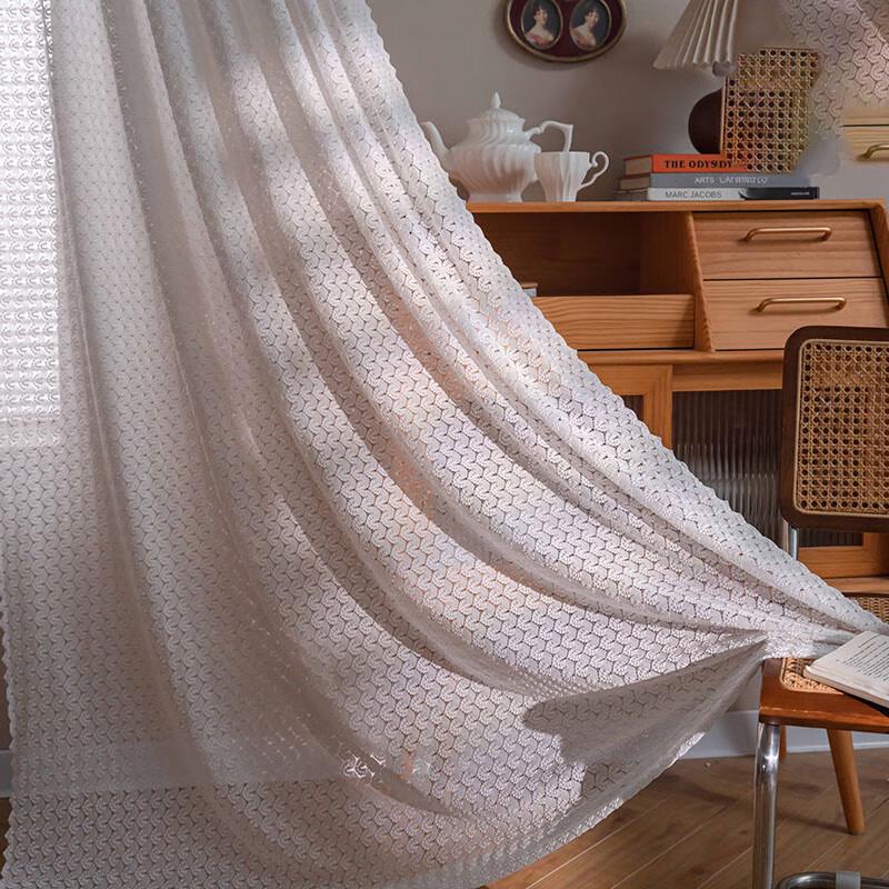 Jingga White Lace Rod Pocket Curtain
