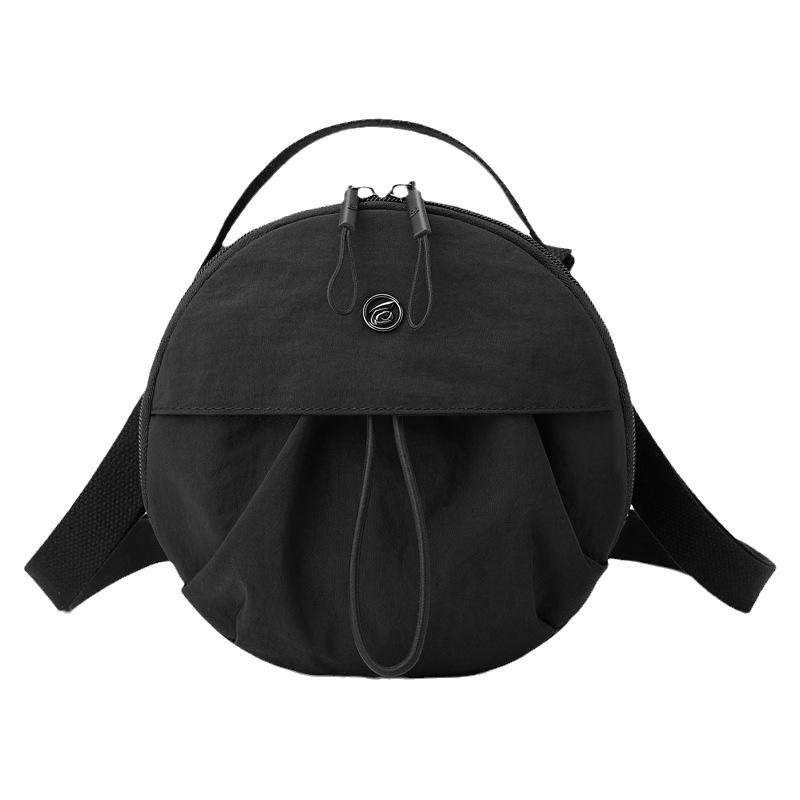 Small Korean Style Nylon Shoulder Bag Cellphone Storage Purse Zipper Portable Round Bag Girls Crossbody Bag Top-handle Handbags