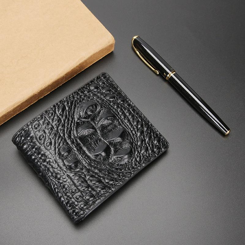 Men's Slim Crocodile Pattern Card Holder Wallet with Money Clip and Multiple Card Slots