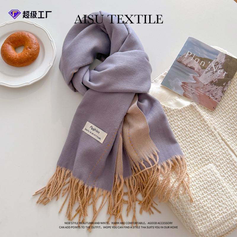 Winter Atmosphere Coat Wear Gentle Taro Purple Soft Waxy High-end Scarf Shawl Women's Double-sided Two-color