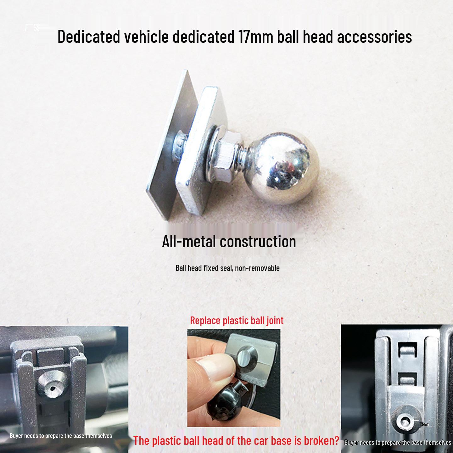 Car Phone Holder with Magnetic Wireless Charging and 17MM Metal Ball Head Base Model 40 - All Metal 17MM Ball Head