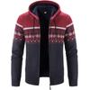 Men's Autumn Winter Zippered Hooded Sweater Cardigans - Thick Patterned Warm Knitwear for Casual Style