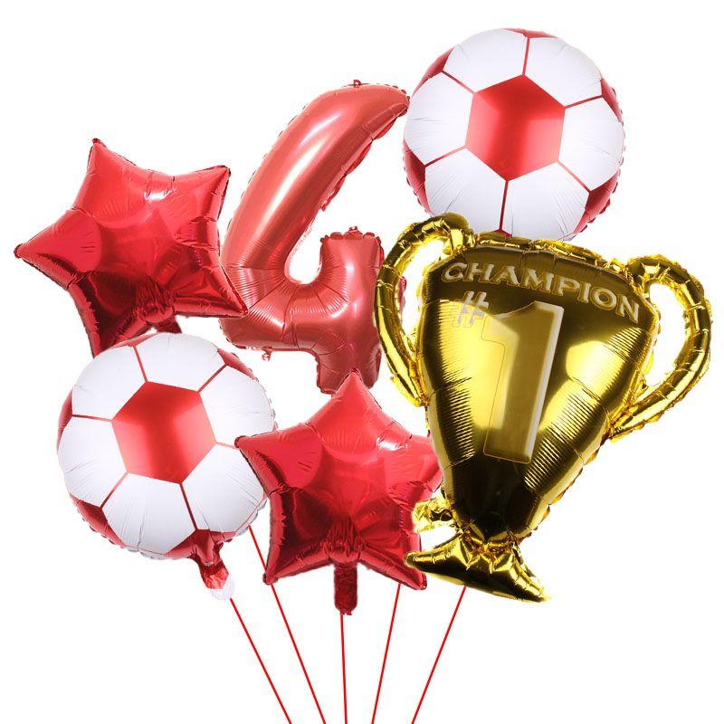 32-inch Digital Football 6-piece Aluminum Film Balloons Set - Birthday Party Gift - World Cup Football Balloons