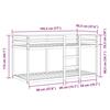 VidaXL Lit superposé avec rideaux blanc/noir 90x190 cm bois pin massif, lit, cadre de lit, lit superposé bas, meuble de 3284030