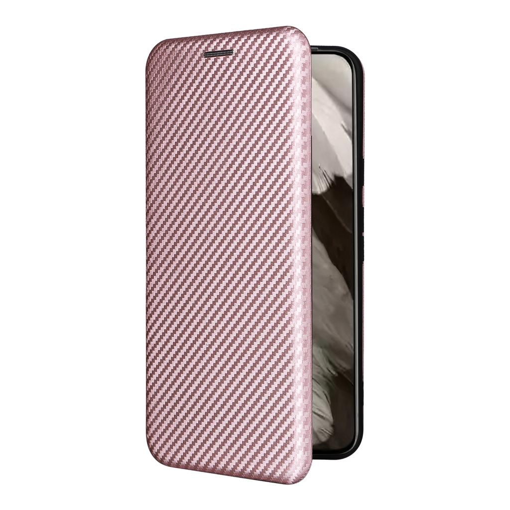For Google Pixel 8 Carbon Fiber Texture Card Holder PU Leather Phone Case Flip Folio Stand Phone Cover
