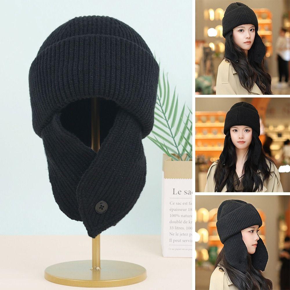 Knitted Winter Hat Warm Ear Protection Cap Fashion Earflap Bonnet  Women