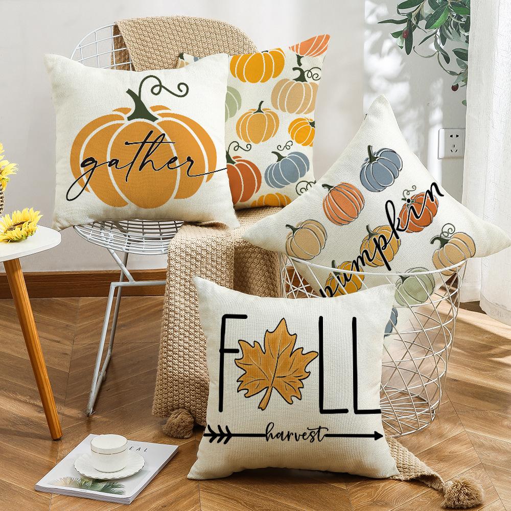 New Autumn Maple Leaf Pumpkin Pillow Cover Living Room Sofa Bedroom Printed Home Pillow Cover Cushion
