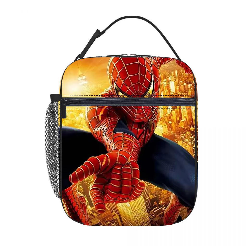 Spider-Man Cartoon Anime Lunch Bento Bag Children'S Fully Printed 3D Digital Insulation Bag Portable Outdoor Picnic Bag