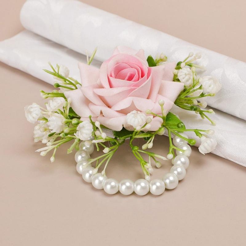 Artificial Silk Flower Groom Boutonniere Wedding Wrist Corsage Silk Flower for Special Event Business Meeting Photo Wear