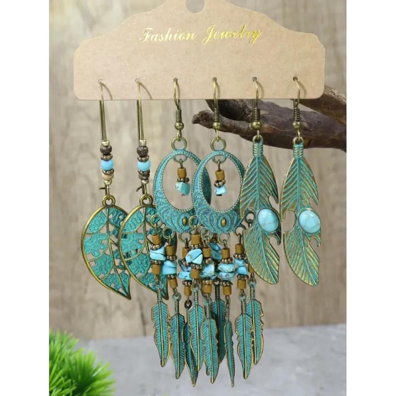 6PC Women's Fashion Bohemian Style Diversified Earrings Outdoor Travel Carnival Banquet Party Festival Dressing Gifts