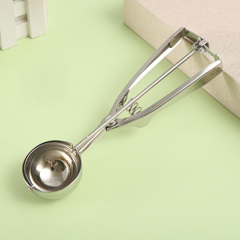 Stainless Steel Ice Cream Scoop Digging Spoon With Spring Handle Ice Cube Mold Fruit Scoop Ice Tray Mold Kitchen Accessories