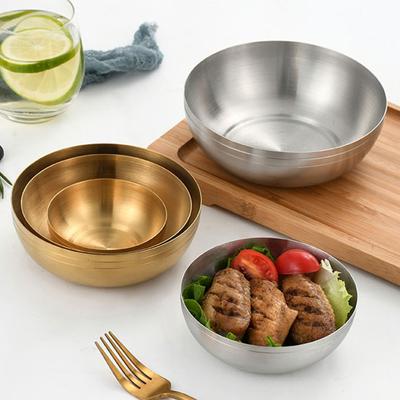 304 Stainless Steel Ramen Rice Bowl Kitchen Fruit Salad Bowls Korean Metal Pickle Sauce Dish Food Container Household Tableware