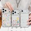 Flower Print Shockproof TPU Case For iPhone 17 Pro Max 16e 16 15 14 13 15 Pro 17 TPU Bling Diamond Soft Silicone Phone Cover