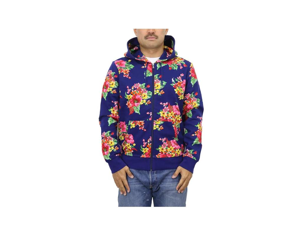 Polo Ralph Lauren Flower Print Sweatshirt Men's Zip-Up Hoodie, 0102978-S-BLUEMULTI [Used]