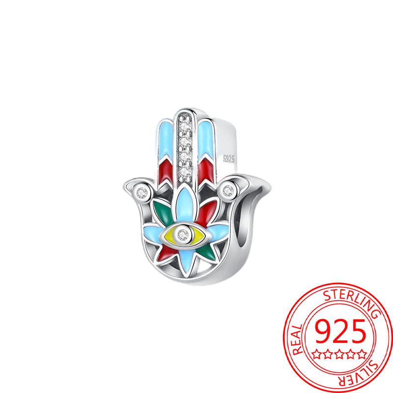 Mysterious Copper Love Evil Eyes Celtic Knot Palm Pendant Beads Safety Clip Fit Brand Bracelet Premium Gift Diy