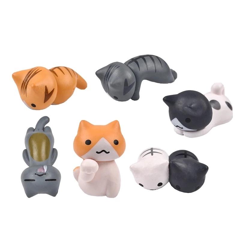 

6Pcs/Set Cartoon Lucky Cat Home Garden Bonsai Decorations Miniatures Gift Lovely Micro Landscape Kitten Miniature Craft