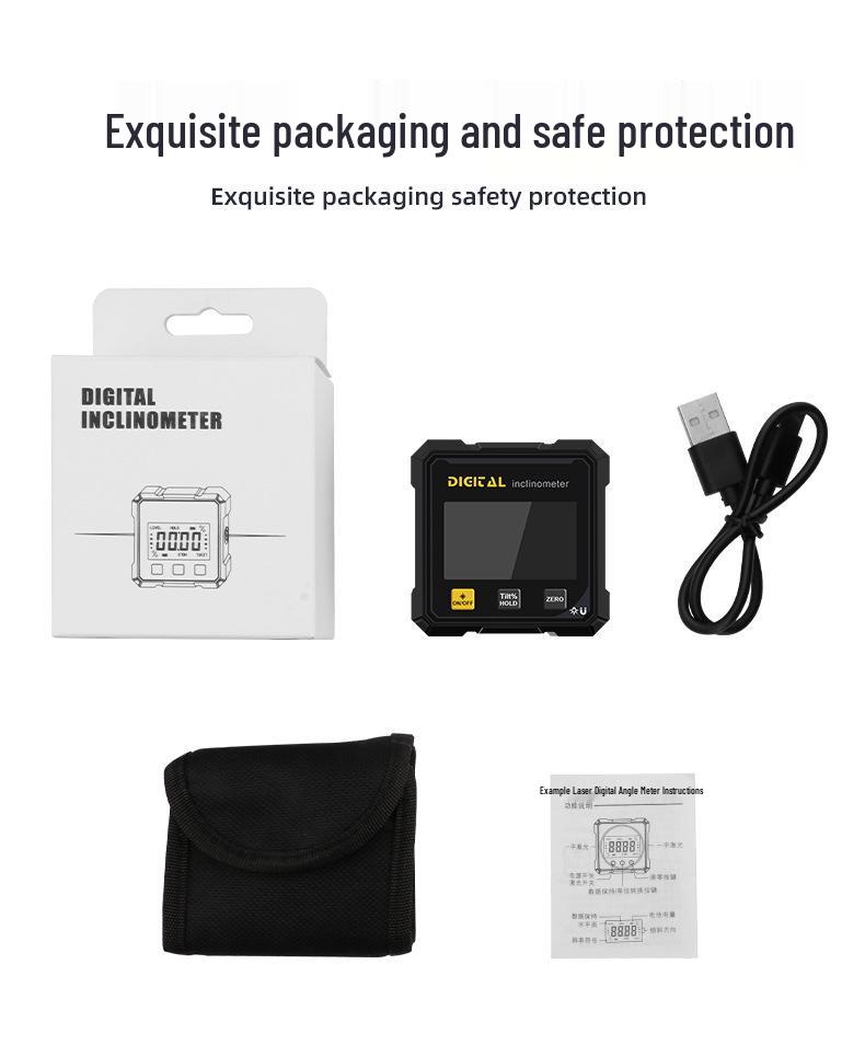 Digital Display Dual Laser Inclinometer with Four-Sided Magnet
