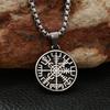New Small Size Fashion Viking Compass Pendant Stainless Steel Nordic Odin Rune Necklace for Men Women Amulet Jewelry