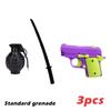 3Pcs/lot Simulation Battle Game Toys 3D Gravity Retractable Katana Pistol Simulation Grenade Stress Relief Toy Role Playing Prop
