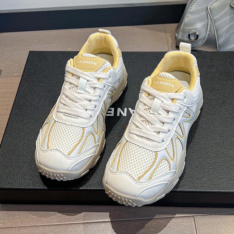 Mesh breathable thick-soled German training shoes women's 2025 autumn new imitation leather color matching small sports and leisure shoes