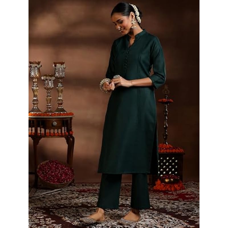 Libas Women s Silk Blend Kurta Set (39043_Green S зелёный