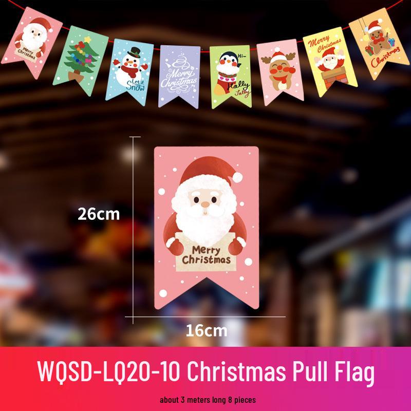 24 Christmas Cartoon Store Paper Bunting Flags for Festive Atmosphere