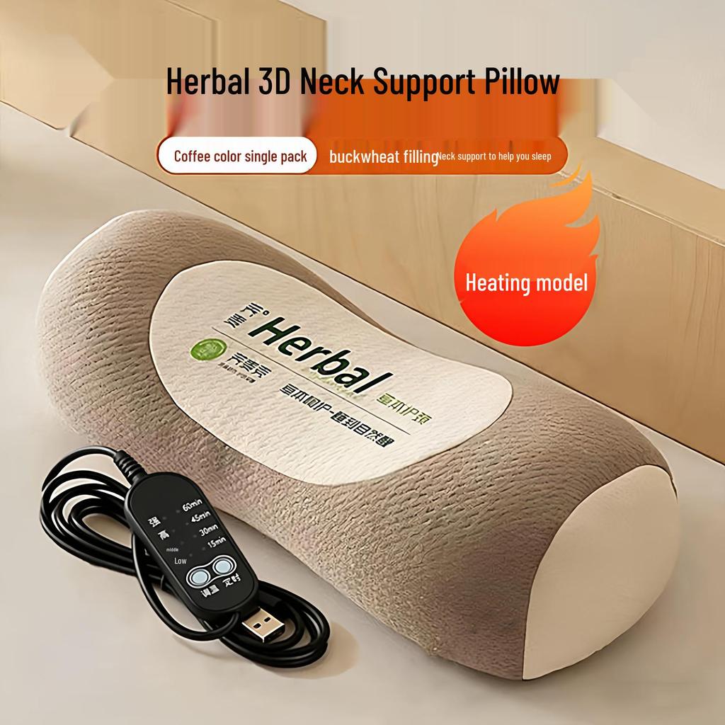 All-Cotton Cylindrical Buckwheat Pillow for Cervical Support and Adult Sleep Aid with Mugwort.