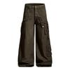 Mens Vibe High Street Cargo Pants Solid Color Loose Wide Leg Work Trousers With Multiple Pockets