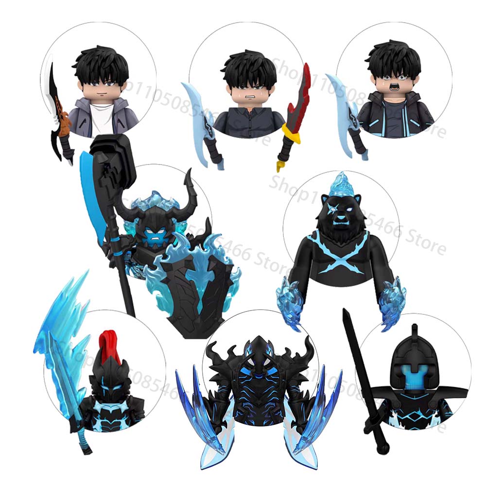 6/8PCS WM6221 WM6220 Anime Solo Leveling Model Puzzle Building Block Mini Action Figures Collection Dolls Toy Kids Birthday Gift