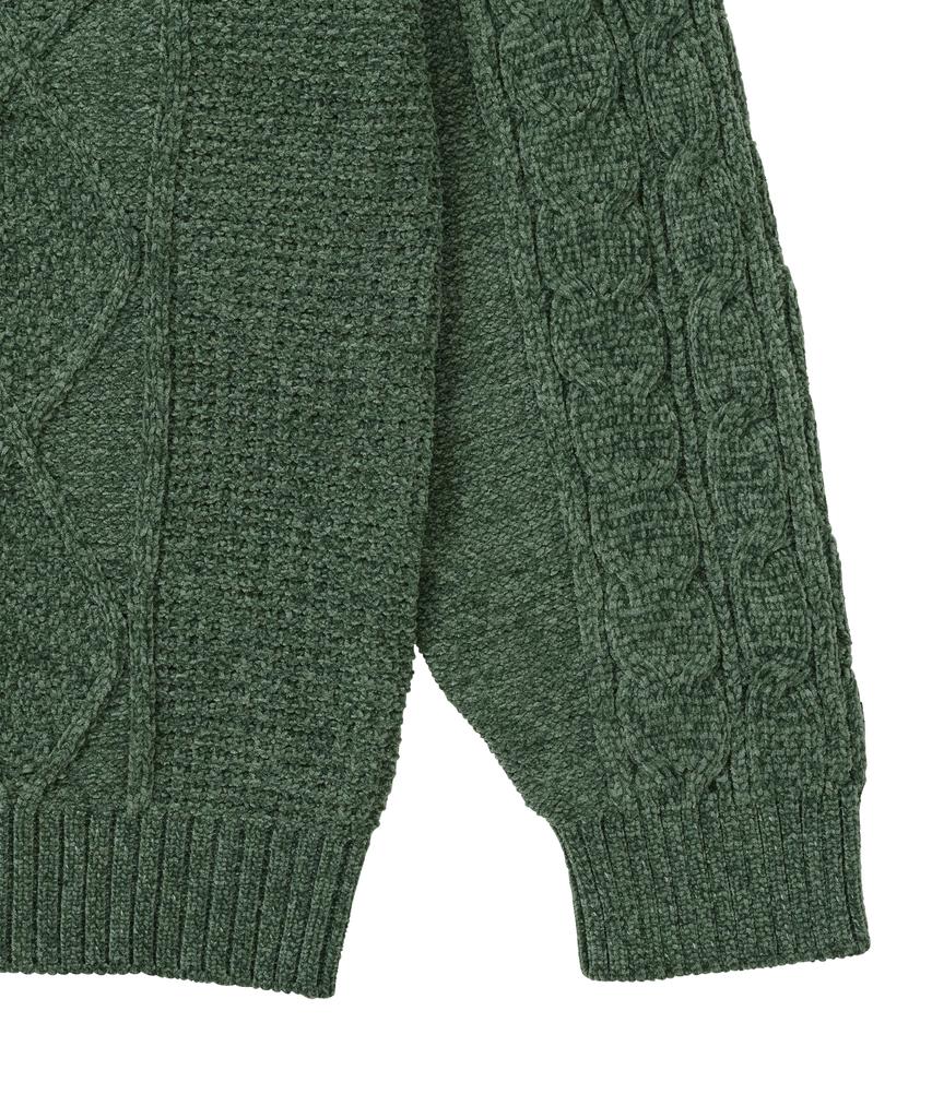 AJOBYAJO Velvet Cable Stitch Sweater [Khaki]