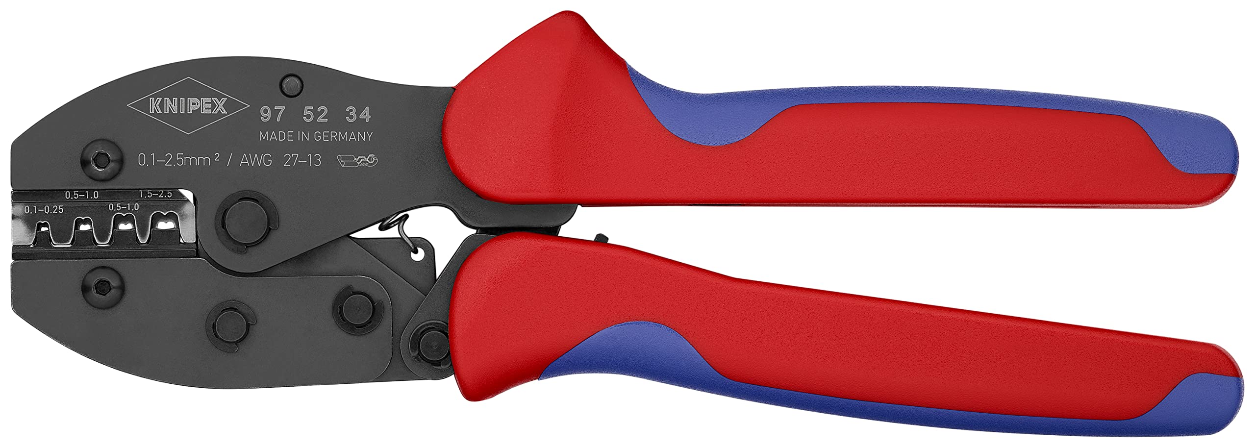 

KNIPEX Crimping Pliers for Open Plug Connectors Plug Overall Length Non-Insulated (2.8mm + 4.8mm Width), 220mm, 9752-34SB