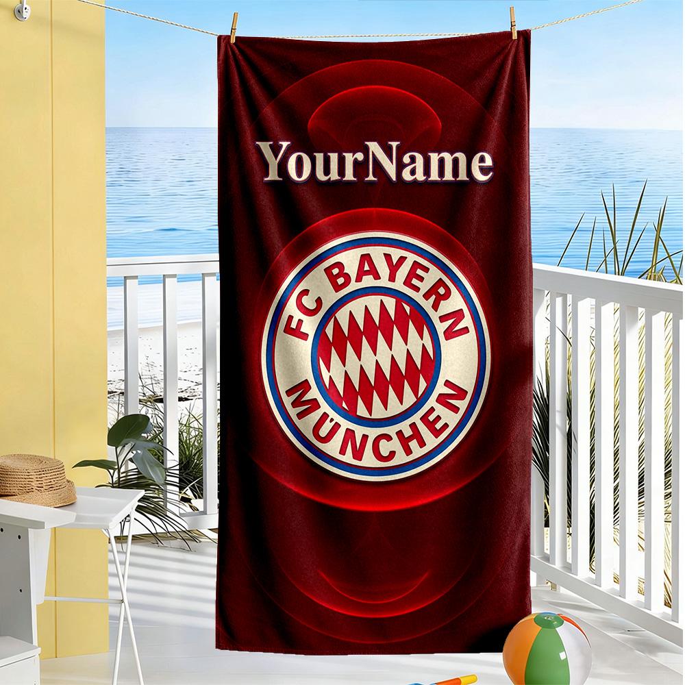 Bayern Munich Personalized Name Beach Towel Super Soft Microfiber Quickdry Fabric Suitable for Sports Travel Swimming Yoga Bathroom Beach And Pool