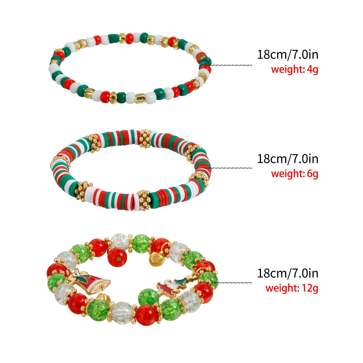 

Accessories ins Hip Hop Metal Bells Christmas Hat Jewelry Creative Color Soft Pottery Beaded Bracelet золотой