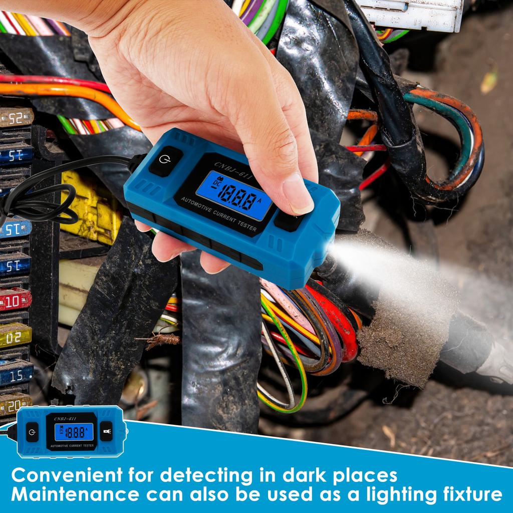 Car Circuit Tester Max 48V Accurate Car Fuse Current Testing Tool Real Time Reading Auto Current Tester Fault Analyzer Tester