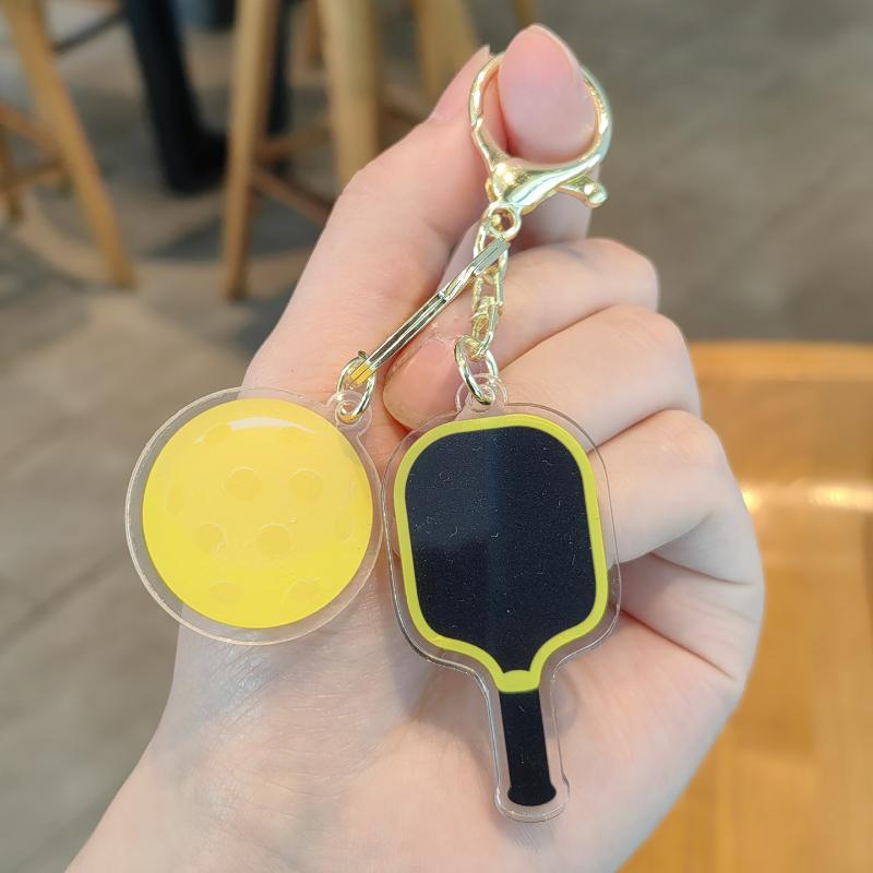 Creative Pickleball Racket Metal Keychain Colorful Hollow Golf Ball Keychains Dink Ball Fans Party Gift Bag Pendant