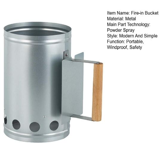 Charcoal Chimneys Starter with Wooden Handle Heavy-Duty Steel Wire Base Chimneys Starter for Charcoal Grill And BBQ