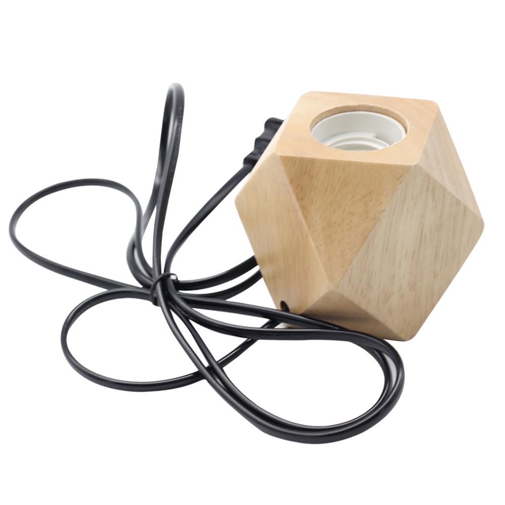 Rhombus Wood Table Lamp with E27 Screw Base and UK Three-Pin Plug