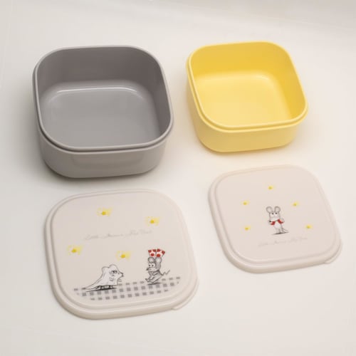 OSK Mouse Vest Lunch Box, 2-Piece Set, Gray, 360ml/550ml Capacity, Made in Japan, Microwave Safe, Nesting Design, Stylish, Cute, Antibacterial, Perfec