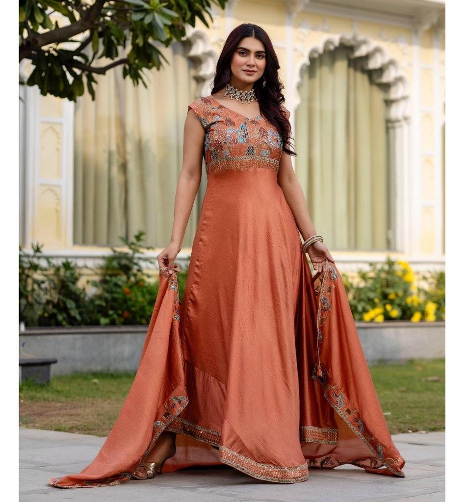 Women Designer Party Wear Gown Dupatta Set Indian Bollywood Party Wear Long Suit