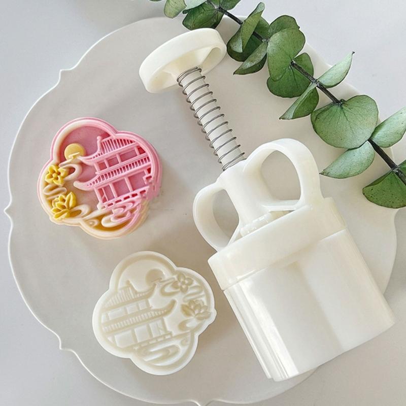 Ice Skin Pastries Mold Hand Pressed Mooncakes Mold Festival Bean Pastes Cake Molds Dessert ABS Moulds for Cooking Lover