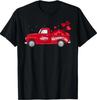 Classic Red Truck Happy Valentine's Day Farmhouse Hearts T-Shirt