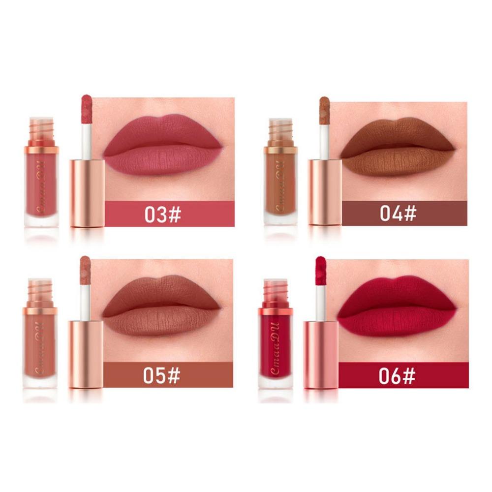 CmaaDu 6 Make Lipstick Dumplings Velvet Lip Gloss Waterproof No Color Does Not Touch The Cup