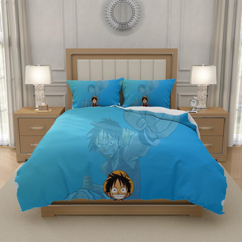 M-Monkey D-D. L-Luffy O-One P-Piece Anime Duvet Cover and Pillowcase Set Polyester Kids Room Gift Single Double Queen King Size