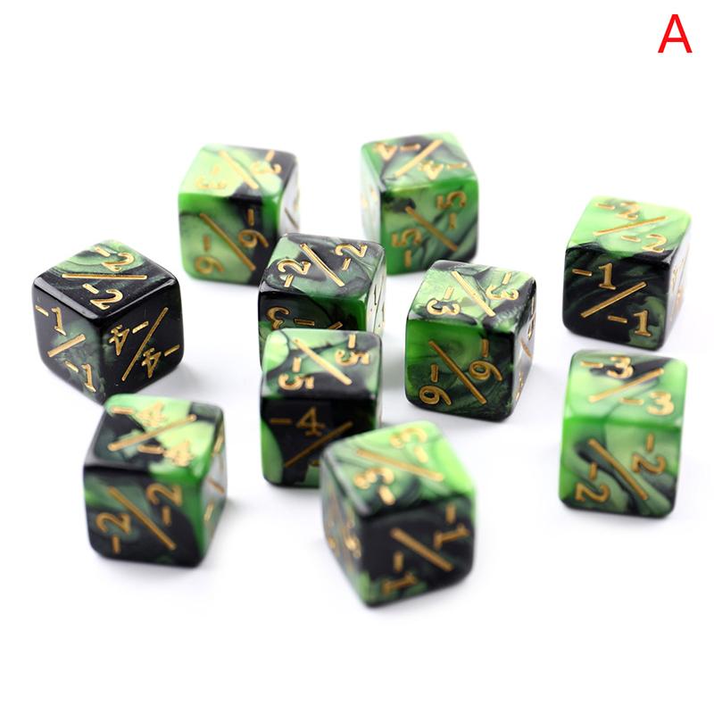 

10Pcs 16mm 6 Side Dice Counters +1/-1 Dice Kids Toy Counting Dice For MTG Card Gaming Token Loyalty Dice