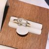 925 Sterling Silver Gothic Hollow Out Square Bridal Cubic Zirconia Open Rings for Women Fashion Student Unusual Jewelry