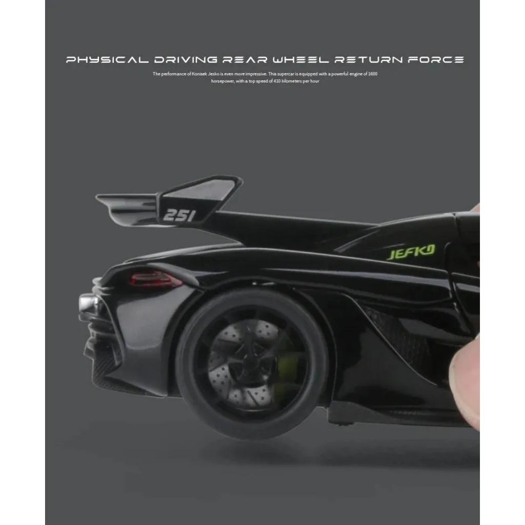Κλίμακα 1/32 Μεταλλικό Παιχνίδι Koenigsegg Jesko Supercar Μοντέλο Αυτοκινήτου από Κράμα Ήχος και Φως Κίνηση με Όπισθεν Παιδικό Παιχνίδι Αυτοκίνητο Συλλεκτικό Δώρο