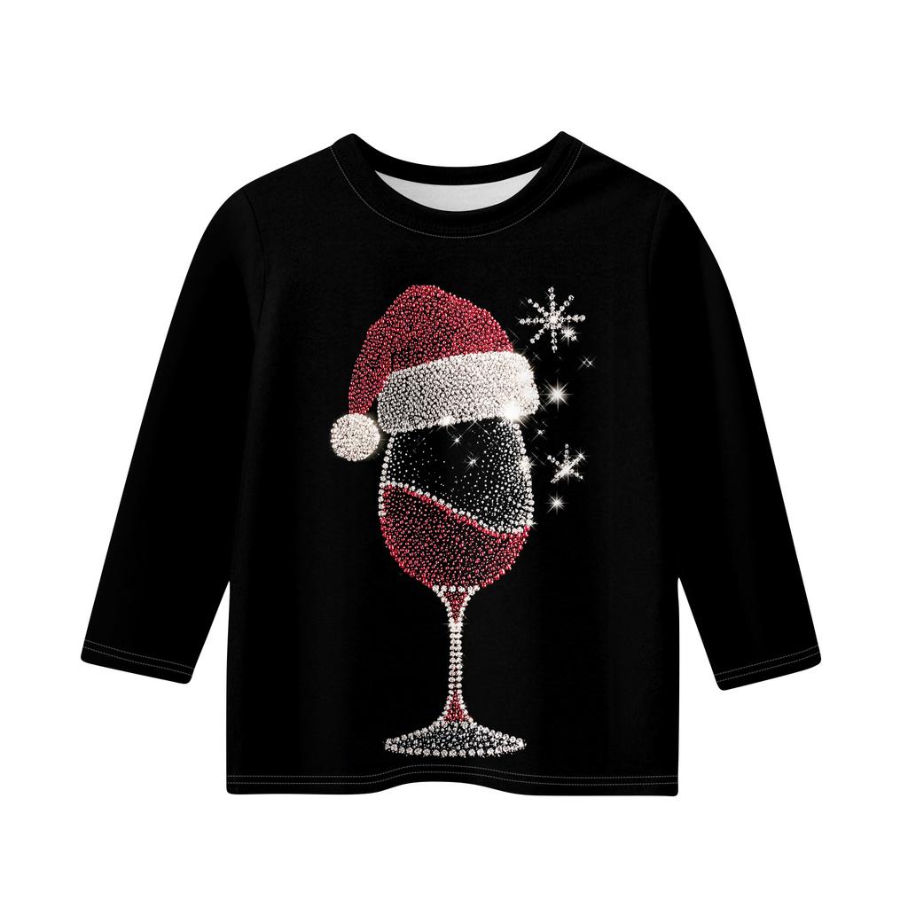 Vánoční potisk Topy pro dospívající dívky 5-16 let Kulatý výstřih 3/4 rukávy Trička Trendy topy Outfit Trička