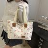 Corduroy Tote Bag Cute Cherry Patched Purse for Women Fabric Large Capacity Tote Purse Shoulder Bag Casual Underarm Bags CLE