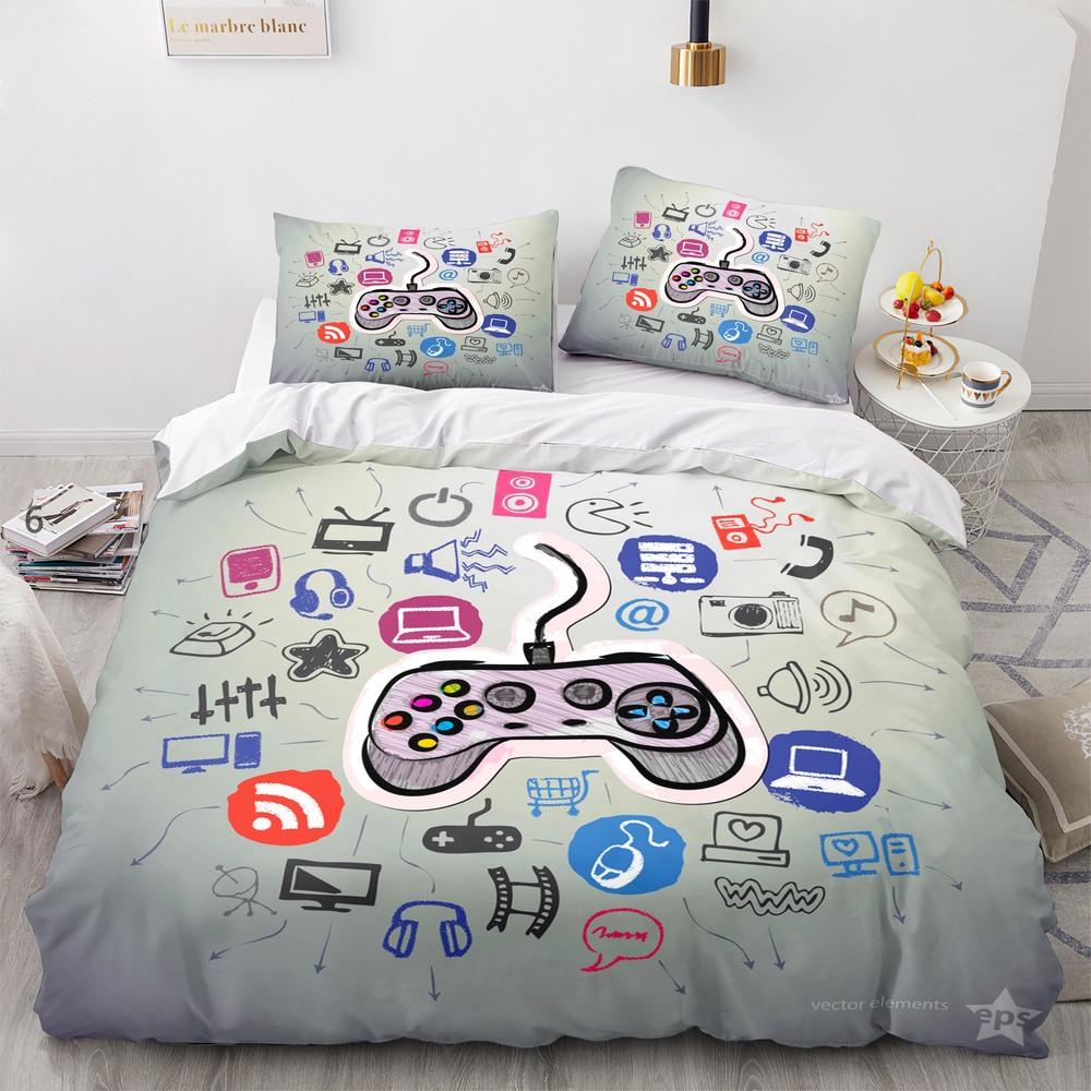 Game Printed Soft Duvet Cover Set Gamepad Video Game Controler Beding Set for Children Kids Tens Young Boys Bedrom Comfortable Quilt Cover featuring